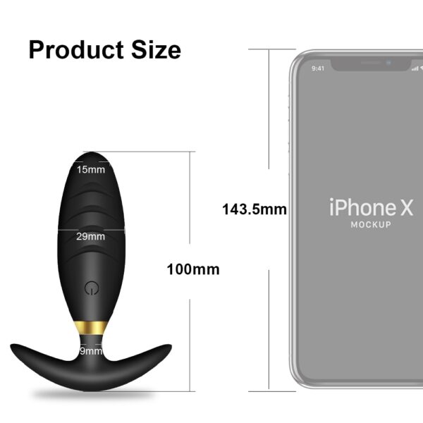 Black / Rose Design Anal Plug Vibrator - Image 4