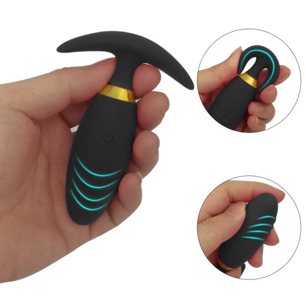 Black / Rose Design Anal Plug Vibrator - Image 3