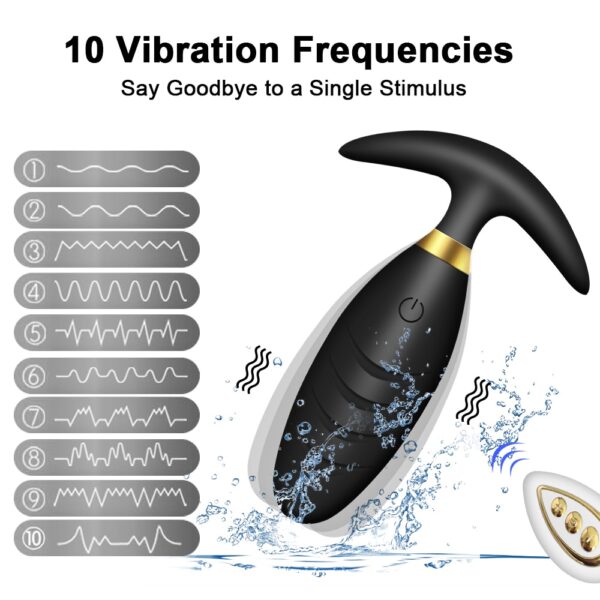 Black / Rose Design Anal Plug Vibrator - Image 2