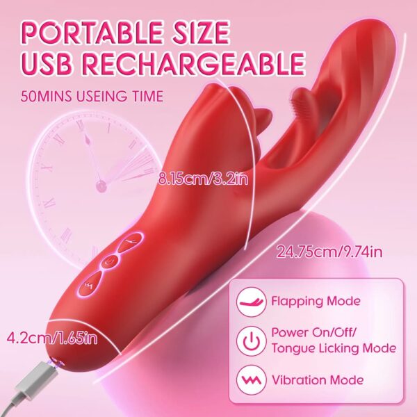2 in 1 Tongue Thrusting Dildo Vibrator for Women - Image 2